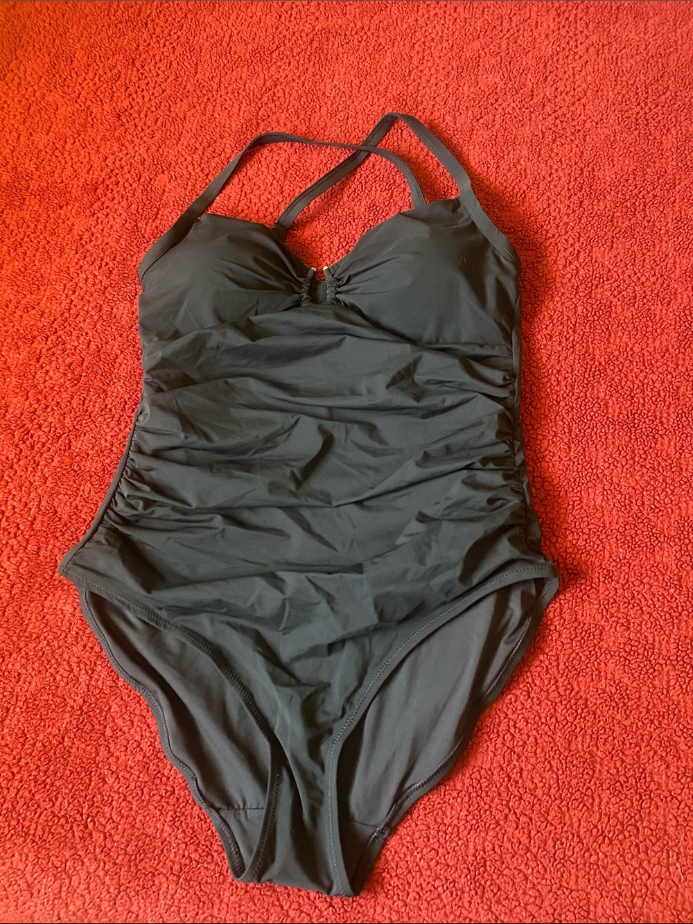 Classic Black Ruched One-Piece Swimsuit